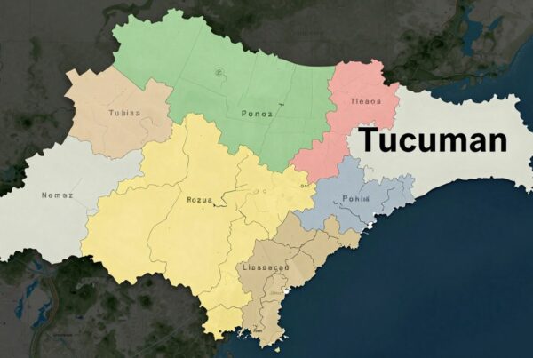 Mapa político de Tucumán con departamentos y municipios.